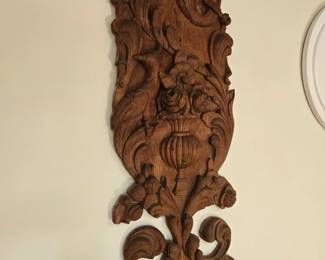 Carved wood architectural elements,  pair