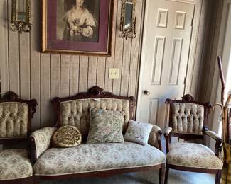 Antique Love Seat w/ 6 Chairs (2 shown)