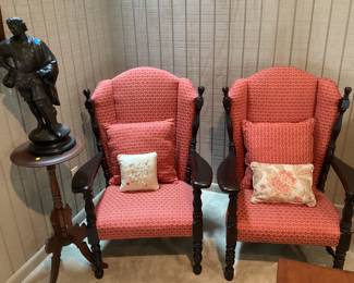 High Back Antique Chairs and Stand