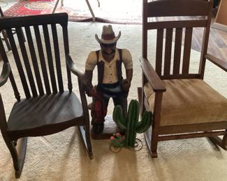 Rocking Chairs w/Wooden Cowboy (40”)
