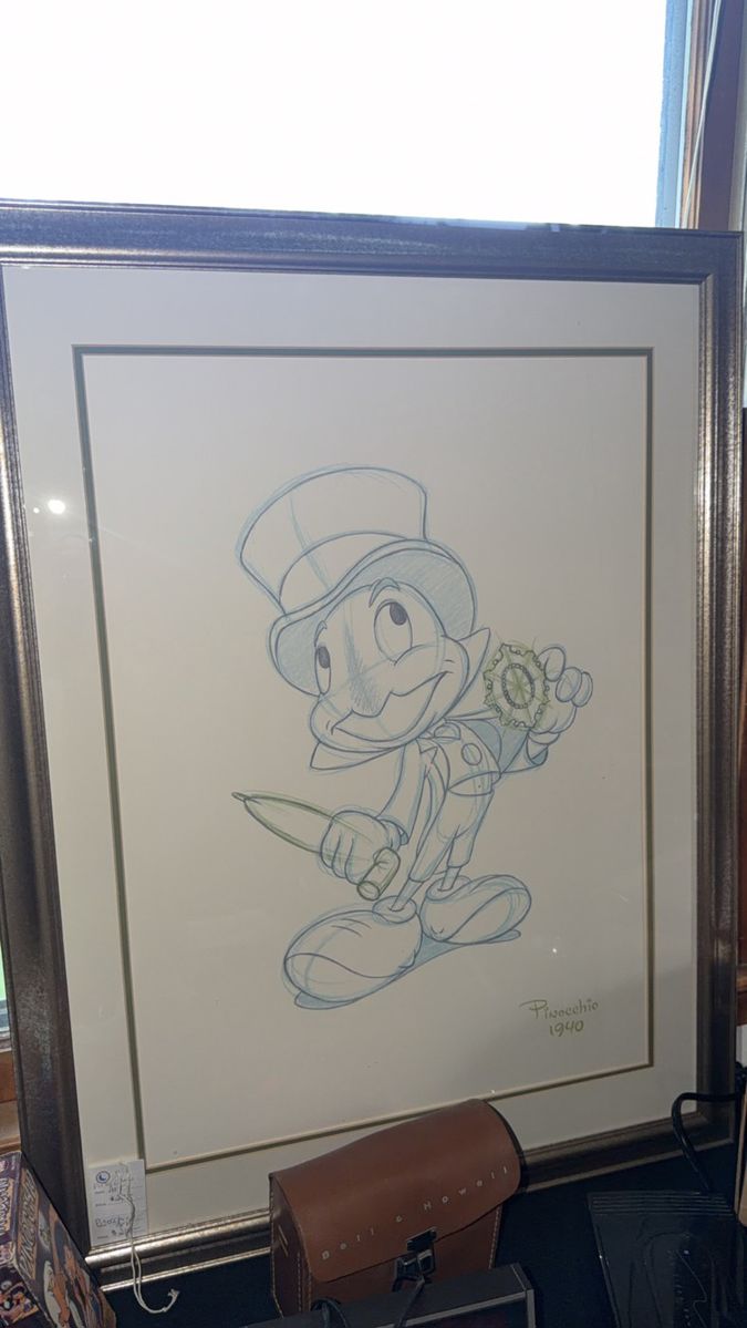 Walt Disney Pinocchio Jiminy Cricket Production Drawing (1940)