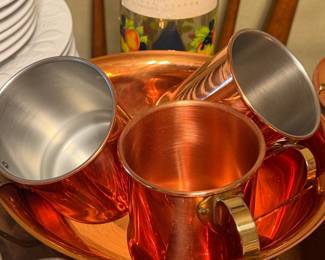 Copper Moscow Mule Mugs and Serving Bowl