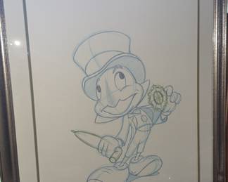 Walt Disney Pinocchio Jiminy Cricket Production Drawing (1940)