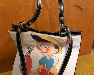 Vintage Walt Disney Pinocchio Faux Leather PVC Tote Bag