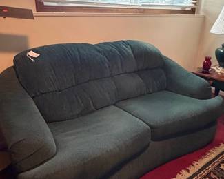 Contemporary Green Textured Fabric Sofa