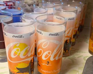 Vintage Coca-Cola 'America's Favorite' Sunset Drinking Glasses