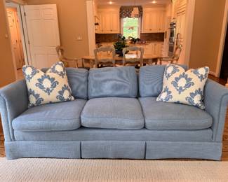Baker Furniture Custom Upholstered Three-Seat Sofa with Roll Arm Frame. Measures 83" W x 35" D. Photo 1 of 5. 