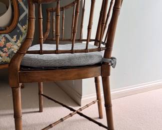 Drexel Heritage Faux Bamboo Spindle Back Chair. Measures 22" W with 18" Seat Height. Photo 2 of 3. 