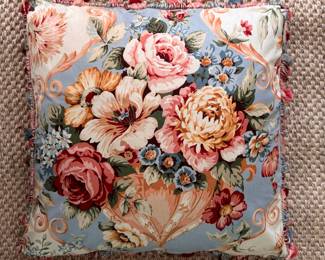 Down-Filled Floral Chintz Pillow with Tassel Trim - 2 Available. Photo 1 of 2. 