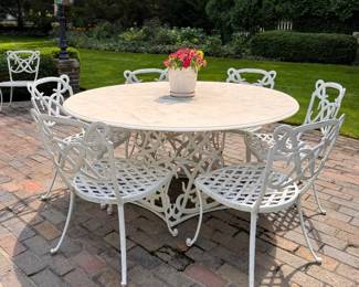 Smithsonian Collection of Mid-Century Iconic Brown Jordan Day Lily 7-Piece Outdoor Dining Set. Photo 1 of 2. 