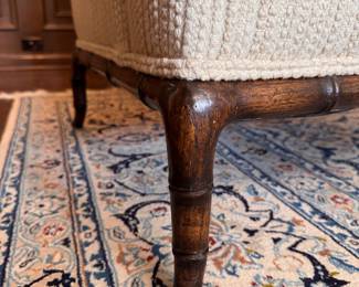 Pair of Upholstered Club Chair with Faux Bamboo Frames. Need Reupholstering. But, SUPER COOL!  Ask Us For Resources. Each Measures 30" W x 28" D. Photo 4 of 6