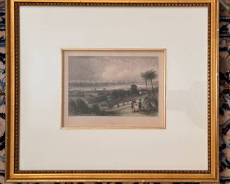 Framed Antique Chromolithograhs: Batavia, Singapore, The Herring Tower in Amsterdam, The Palace in Amsterdam, Mosque of Sultan and Gegenstaende. Each Measures 5" x 8.5", 16" W x 13" H Overall. Photo 4 of 11. 