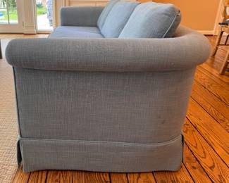 Baker Furniture Custom Upholstered Three-Seat Sofa with Roll Arm Frame. Measures 83" W x 35" D. Photo 3 of 5. 