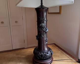 Vintage Bronze Table Lamp with Asian Motif. Photo 2 of 3. 