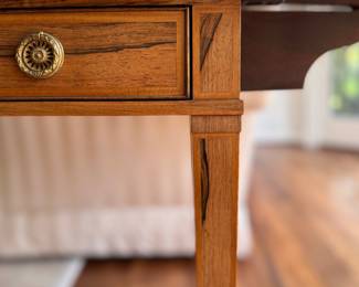 Baker Furniture Georgian Style Pembroke Table with Satinwood Inlay. Measures 25" x 25" x 29" H with Two 9" Drop Leaves. Photo 3 of 7. 