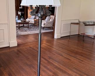 Bronze Floor Lamp with Classical Swam Form Candle Arms. Measures 63" H. Photo 1 of 3. 