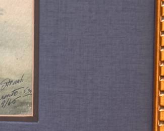 George Straub, Sorrento, Watercolor. 1965. Measures 8" x 10.75"; 20" x 18" Overall. Photo 2 of 2. 