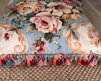 Down-Filled Floral Chintz Pillow with Tassel Trim - 2 Available. Photo 2 of 2. 