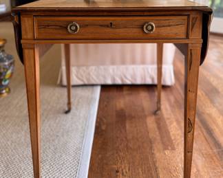 Baker Furniture Georgian Style Pembroke Table with Satinwood Inlay. Measures 25" x 25" x 29" H with Two 9" Drop Leaves. Photo 1 of 7. 