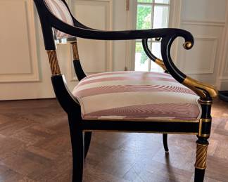 Pair of Karges Hollywood Regency Arm Chairs. Each Measures 23" W x 24" D x 19" Seat Height. Photo 5 of 8.