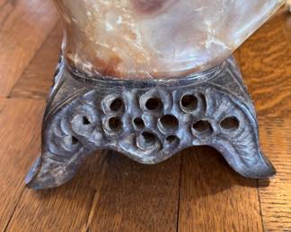 Carved Stone Table Lamp - 2 Available. Each Measures 38" H to Top of Stem. Photo 5 of 5.