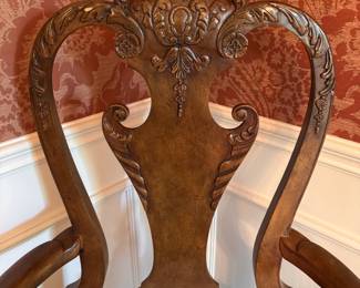 Set of 10 Baker Queen Anne Style Dining Chairs. Two Arm Chairs Measure 24" W x 19" D x 19" Seat Height; 8 Side Chairs Measure 21" W x 19" D x 19" Seat Height. Photo 2 of 11.