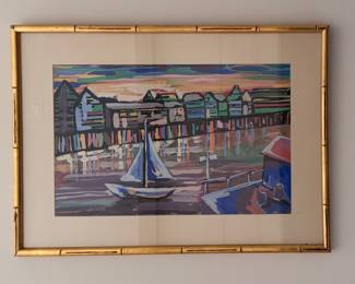 Harbor Scene. Measures 29" W x 21" H. 