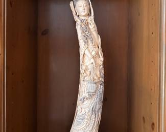 Carved Bone Pair,  Late 19th Century / Early 20th Century. Each Measures 32" H. Photo 2 of 2. 