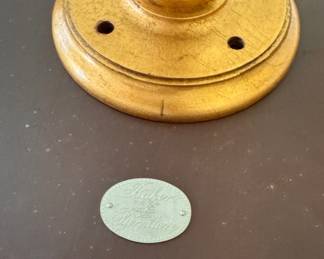 Baker Furniture Pedestal Accent Table with Brass Edge. Measures 16" x 12" x 28" H. Photo 5 of 5. 