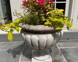 Haddonstone-Style Cast Concrete Urns - 2 Available. Each Measures 30" H. 