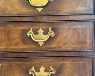 Pair of Baker Furniture Flame Mahogany Queen Anne Style Low Chests and Brass Hardware. Each Measures 35" W x 21" D x 32.5" H. Photo 2 of 4.
