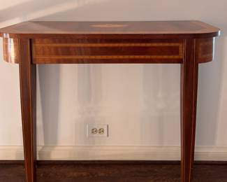 Mahogany Demi-Lune with Satinwood Inlay. Great As A Child's Desk or Vanity. Measures 36" W x 16" D x 31" H. Photo 1 of 4. 