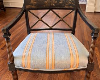 Interior Crafts Lacquered with Distressed Finish Chinese Chippendale Chair. Measures 23" W x 26" D x 19" Seat Height. Photo 1 of 7.  