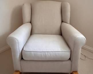 Crate & Barrel Upholstered Club Chair Rocker. Measures 34" W x 36" D. Photo 1 of 2. 