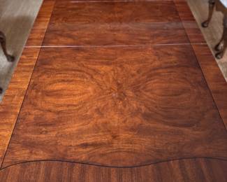Karges Queen Anne Style Mahogany Dining Table. Comes with Pads. Measures 64" x 41" x 29.5" H with 25" Clearance. Pictured with 3 20.5" Leaves. Photo 7 of 8.