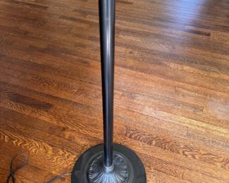 Bronze Floor Lamp with Classical Swam Form Candle Arms. Measures 63" H. Photo 3 of 3.