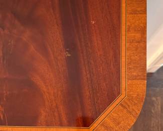Mahogany Demi-Lune with Satinwood Inlay. Great As A Child's Desk or Vanity. Measures 36" W x 16" D x 31" H. Photo 4 of 4. 