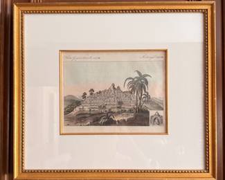 Framed Antique Chromolithograhs: Batavia, Singapore, The Herring Tower in Amsterdam, The Palace in Amsterdam, Mosque of Sultan and Gegenstaende. Each Measures 5" x 8.5", 16" W x 13" H Overall. Photo 7 of 11.