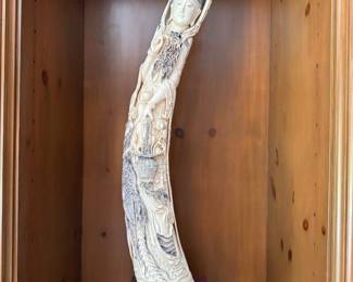 Carved Bone Pair,  Late 19th Century / Early 20th Century. Each Measures 32" H. Photo 1 of 2. 