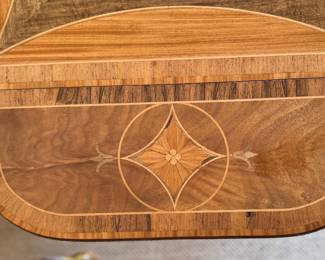 Baker Furniture Georgian Style Pembroke Table with Satinwood Inlay. Measures 25" x 25" x 29" H with Two 9" Drop Leaves. Photo 6 of 7. 