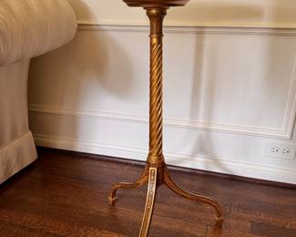 Baker Furniture Pedestal Accent Table with Brass Edge. Measures 16" x 12" x 28" H. Photo 1 of 5. 