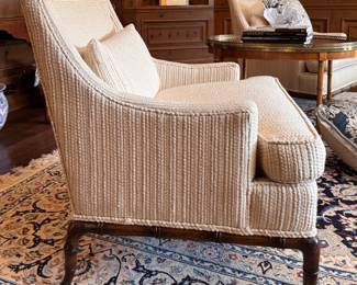 Pair of Upholstered Club Chair with Faux Bamboo Frames. Need Reupholstering. But, SUPER COOL!  Ask Us For Resources. Each Measures 30" W x 28" D. Photo 2 of 6