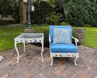 Smithsonian Collection of Mid-Century Iconic Brown Jordan Day Lily Two Chair & Ottoman Set. Photo 2 of 2. 