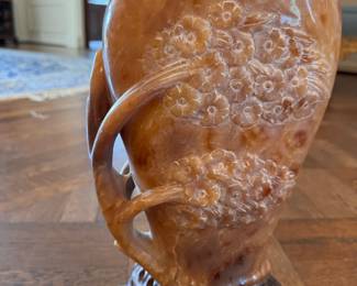 Carved Stone Table Lamp - 2 Available. Each Measures 38" H to Top of Stem. Photo 2 of 5.
