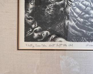 "Fleeting, Time, Thou Hast Left Me Old," Lithograph Signed by Ivan Le Lorraine Albright. Measures 9.5" W x 14" H; 22" W x 28" H Overall. Photo 2 of 3. 