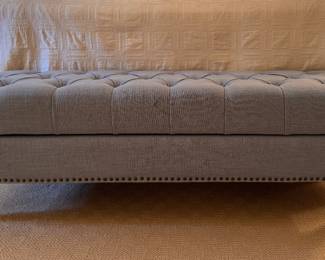Tufted Upholstered Storage Bench with Nailhead Trim. Measures 54" W x 17" D x 18" H. Photo 1 of 2. 