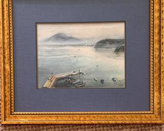 George Straub, Sorrento, Watercolor. 1965. Measures 8" x 10.75"; 20" x 18" Overall. Photo 1 of 2. 
