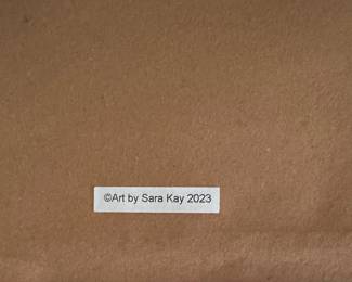 Sara Kay Abstract Signed by Artist. Measures 12" x 12"; 20" x 25" Overall. Photo 3 of 3.