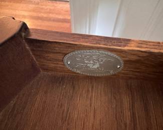 Baker Furniture "Adam" Mahogany Occasional Table with Satinwood Inlay. Measures 26.5" x 18.5" x 28" H. Photo 5 of 5.
