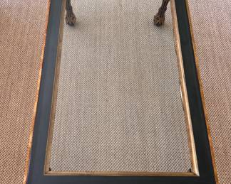 Neoclassical Parcel-Gilt and Ebonized Wood Coffee Table with Glass Top.  Measures 52" x 32" x 19" H.  Photo 5 of 6.